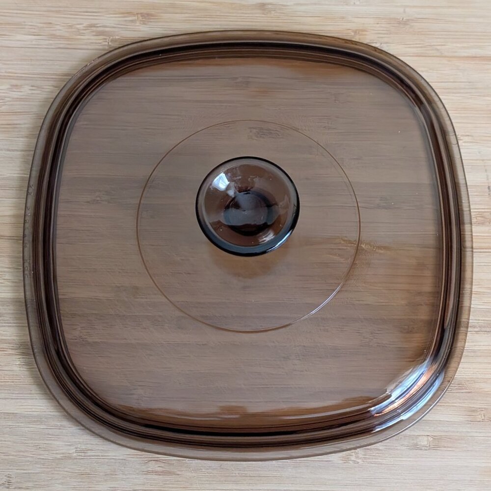NEW Corning Ware Pyrex Amber Brown Glass 8.5" Square Replacement Lid Only A-9-C
